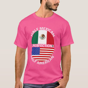 Camiseta Medio Mexicano Medio Americano México Bandera De E