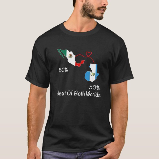 Camiseta Medio mexicano mitad mapa de bandera guatemalteca  (Anverso)