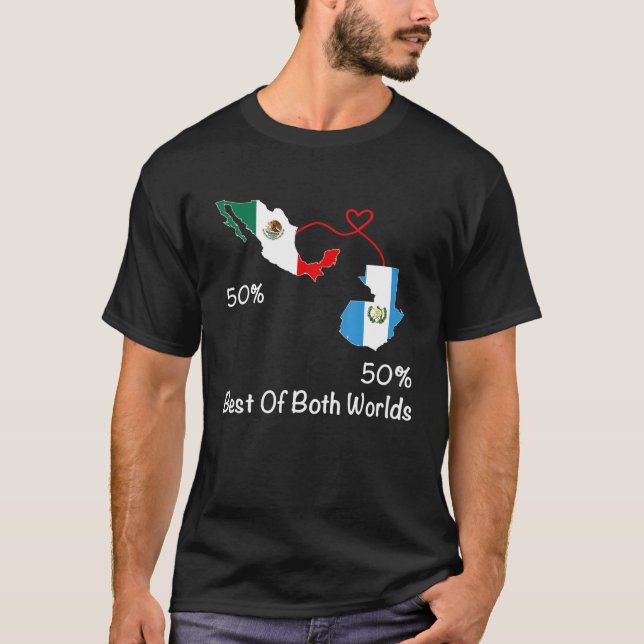 Camiseta Medio mexicano mitad mapa de bandera guatemalteca  (Anverso)