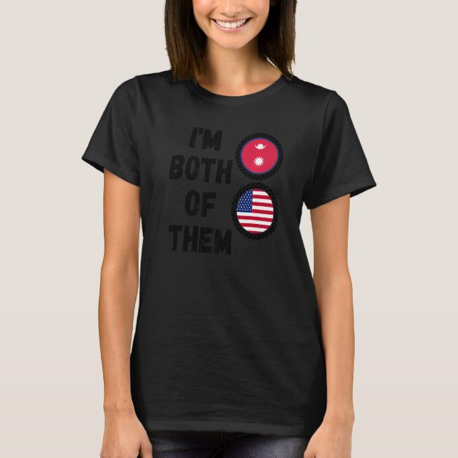Camiseta Medio nepalí mitad estadounidense Patrimonio nepal (Anverso)