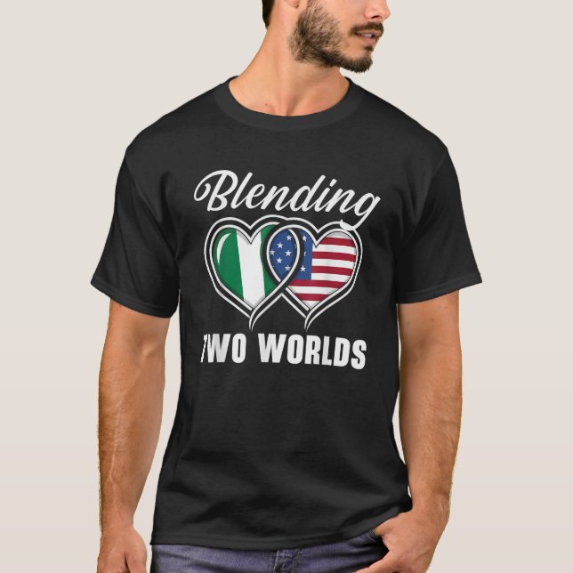 Camiseta Medio nigeriano mitad estadounidense bandera de Es (Anverso)