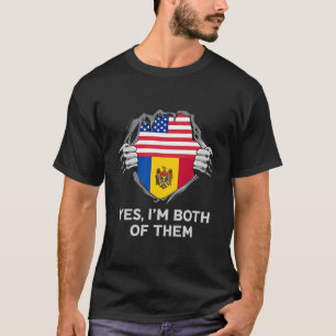 Camiseta Medio Norteamericano Medio Moldavo Ee.Uu. Bandera 