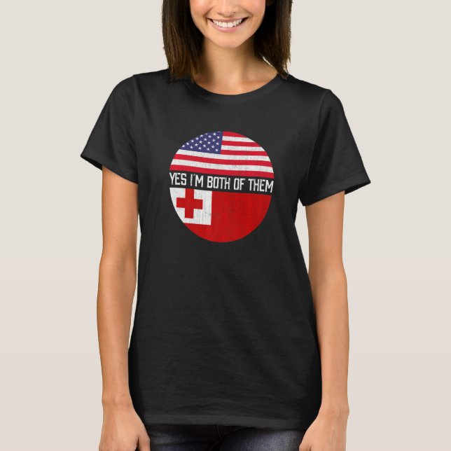 Camiseta Medio Norteamericano Medio Tonga Bandera Estadouni (Anverso)