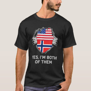 Camiseta Medio Noruego Medio Noruego EEUU Bandera Mente de 