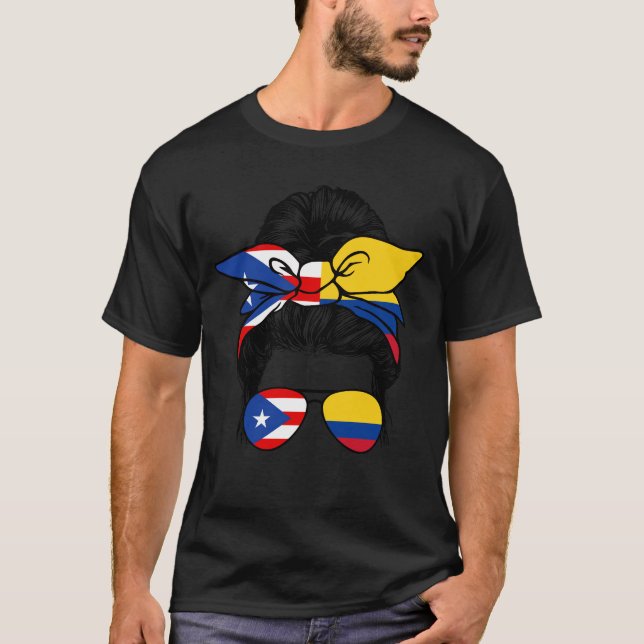 Camiseta Medio Orgullo Colombiano Medio Puertorriqueño Puer (Anverso)