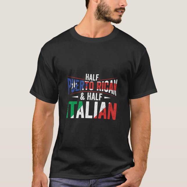 Camiseta Medio Patrimonio De Bandera De Puerto Rico Y Medio (Anverso)