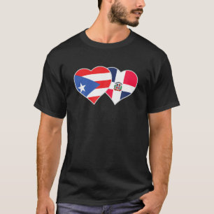Camiseta Medio puertorriqueño mitad dominicano de bandera d