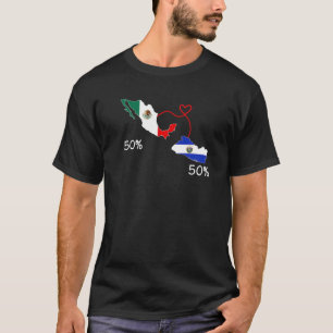 Camiseta Medio salvadoreño medio hondureño Mapa de bandera 