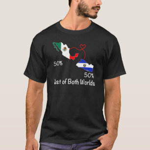 Camiseta Medio salvadoreño medio mapa de bandera mexicana