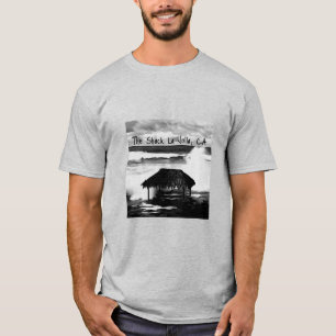 Camiseta Medio tono blanco y negro de la cabaña en un
