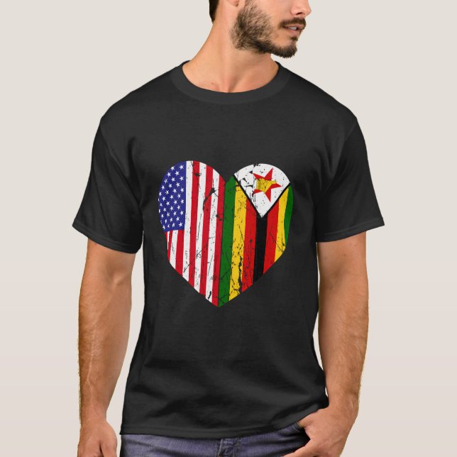 Camiseta Medio Zimbabue de raíces mitad norteamericanas par (Anverso)