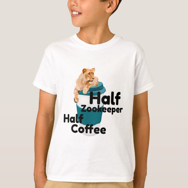 Camiseta Medio Zookeeper mitad café león (Anverso)