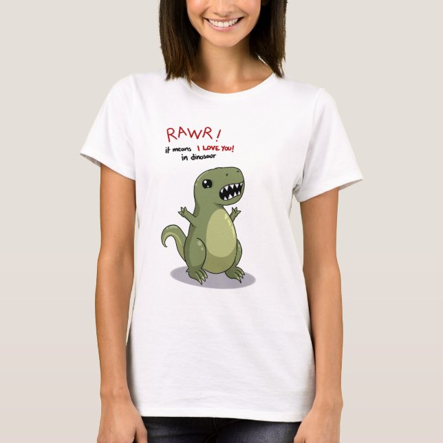 Camiseta Medios de Rawr te amo en dinosaurio (Anverso)