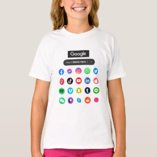 Camiseta Medios sociales de moda Iconos Google Search Bar B