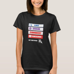 Camiseta Medios Sociales Me Gusta Compartir Comentar Suscri