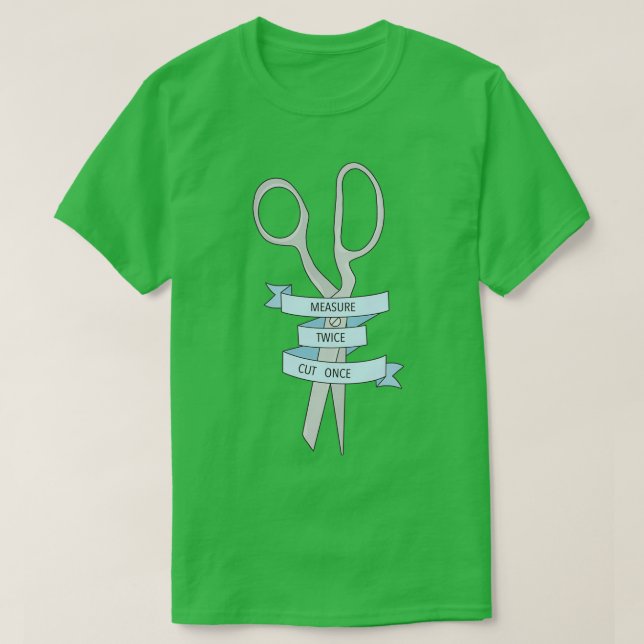 Camiseta Medir el doble corte una vez (2) (Diseño del anverso)
