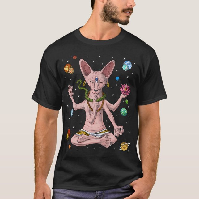 Camiseta Meditación de gato Sphynx (Anverso)