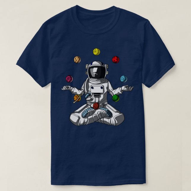 Camiseta Meditación de planetas astronautas espaciales (Diseño del anverso)