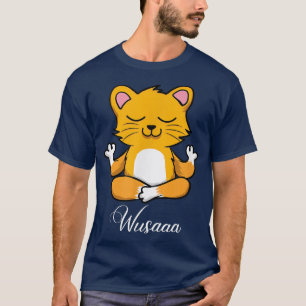 Camiseta Meditación del gato girasol Respirar la calma de l