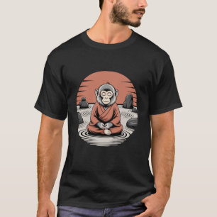 Camiseta Meditación del mono monje Mindfulness Yoga