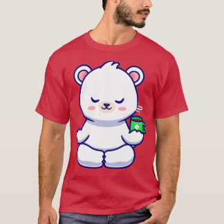 Camiseta Meditación Del Oso Polar Del Bebé Con Copa De Café