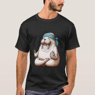 Camiseta Meditación Morsa Postura de Yoga Animal Relajante
