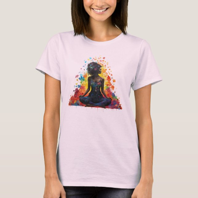 Camiseta Meditación Pose Mujeres Art Lotus Pose Meditación (Anverso)