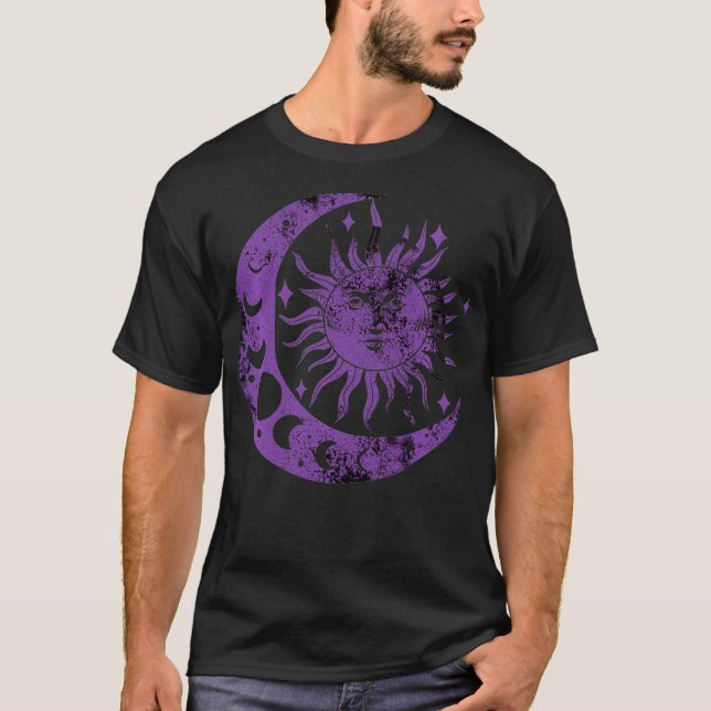 Camiseta Meditación Yin Yang Sun Moon Dolor Morado (Anverso)