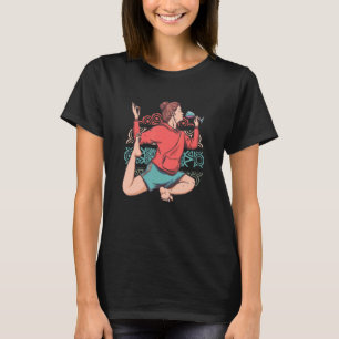 Camiseta Meditación Zen Yoga Eka Pada Rajakapotasana Wine O