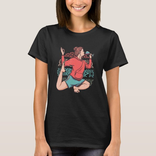 Camiseta Meditación Zen Yoga Eka Pada Rajakapotasana Wine O (Anverso)