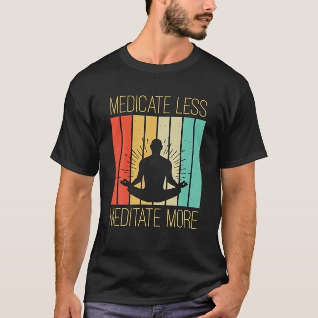 Camiseta Meditar más Namaste Yoga Retro Vintage Meditatia (Anverso)