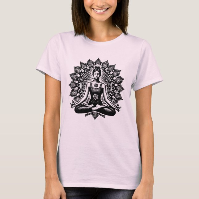 Camiseta Meditating Girl Yoga Pose Spiritual Wellness Calm  (Anverso)
