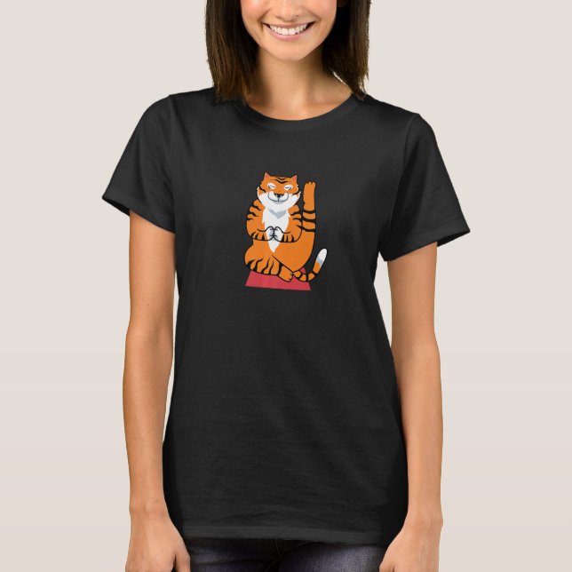 Camiseta Meditating statue tiger relaxation mindfulness yog (Anverso)