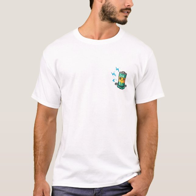 Camiseta Meditating Zen Battery Mascot with Sparkly Eyes (Anverso)