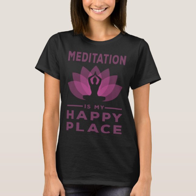 Camiseta Meditation Is My Happy Place Purple Lotus Flower M (Anverso)