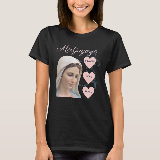 Camiseta Medjugorje Rosary Oración Amor Paz Madre Bendita (Anverso)
