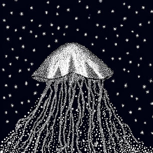 Camiseta Medusa Celestial Arte Punteado Paisaje de Ensueño