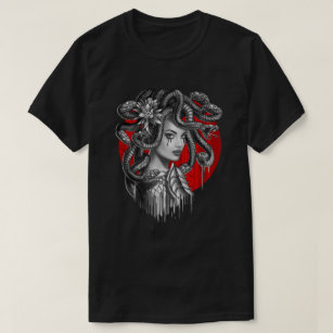 Camiseta MEDUSA - Chica jefe de serpiente del tatuaje del m