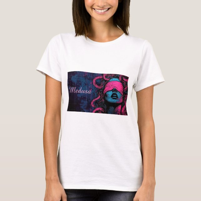 Camiseta Medusa con los ojos ciegos rosados (Anverso)