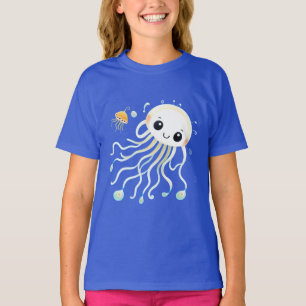 Camiseta Medusa de dibujos animados linda con cara sonrient