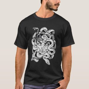 Camiseta Medusa Estatua de Piedra Blanca Negra Griega Mitol