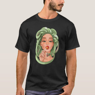 Camiseta Medusa Gorgon Mujer Con Reptiles De Serpientes De