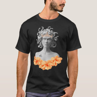 Camiseta Medusa Gorgon Naranja de mitología griega Floral
