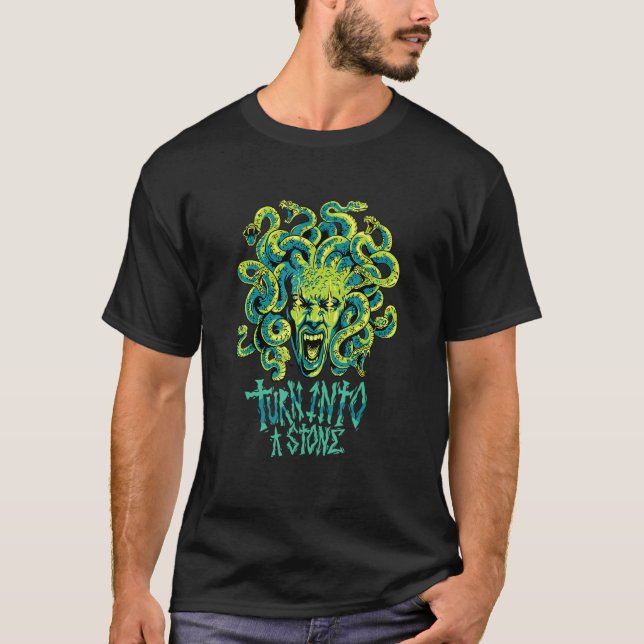 Camiseta Medusa Greek Mythology Monster Snake Head Turn Int (Anverso)
