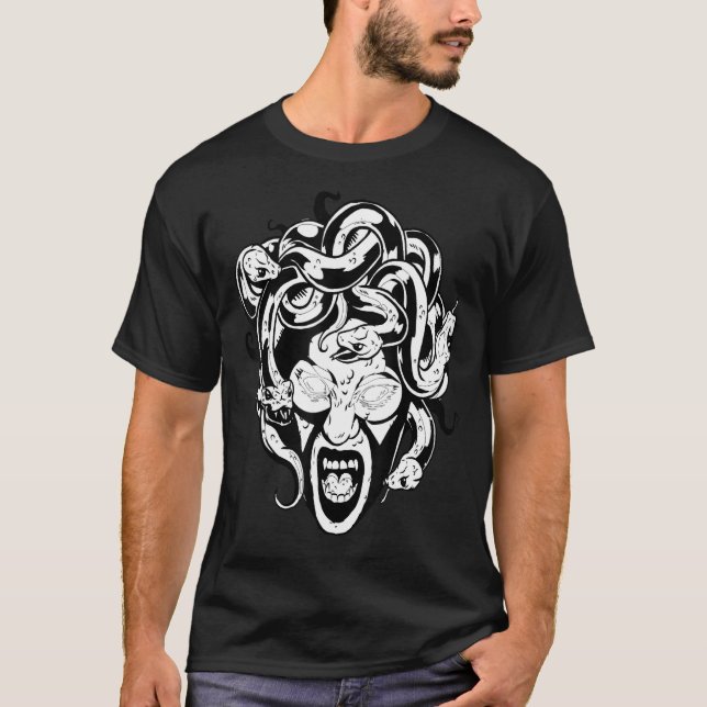 Camiseta Medusa Head Snake Hair Mythology Antigua Grecia (Anverso)