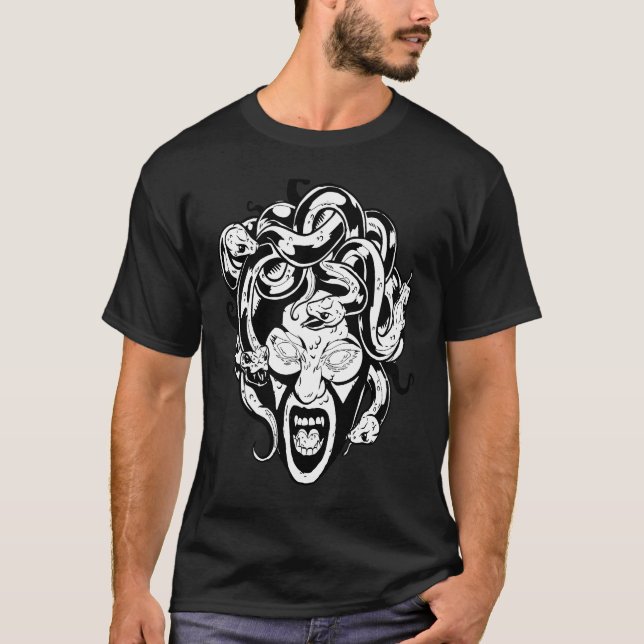Camiseta Medusa Head Snake Hair Mythology Antigua Grecia (Anverso)