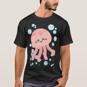 Camiseta Medusa Kawaii Lindo Amigo Del Océano Sonriendo Con