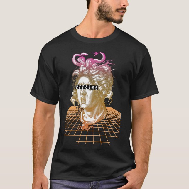 Camiseta Medusa Vaporwave Estética Antigua estatua griega (Anverso)