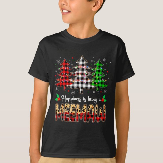 Camiseta Meemaw Christmas Tree Xmas Buffalo Plaid Red White (Anverso)