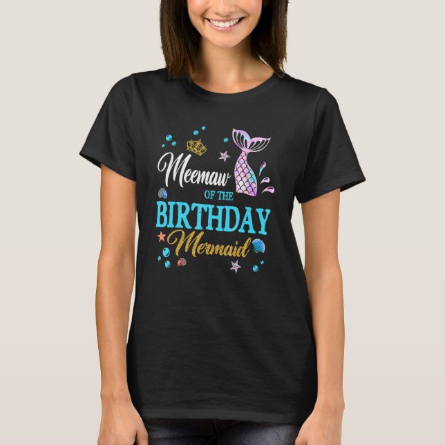 Camiseta Meemaw De Las Madres De Cumpleaños De La Sirena Da (Anverso)